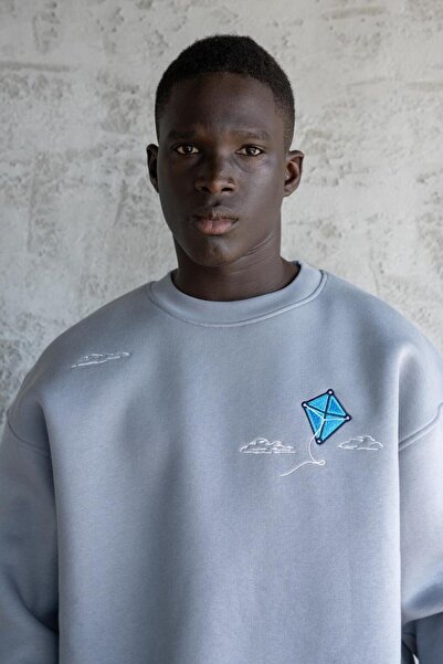 Machinist Kite Embroidered Sweat Blue-Smoke