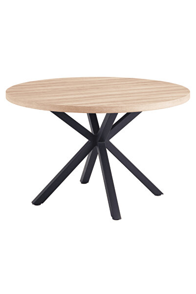 DacEnergy Dining table, sonoma oak / black, diameter 120 cm, MEDOR