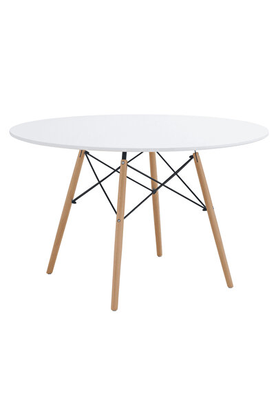 DacEnergy Dining table, matt white/beech, diameter 120 cm, DEMIN NEW