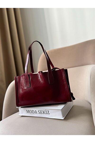 Moda Sekiz Women's Patent Leather Drawstring Shoulder Bag