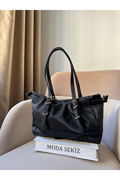 Moda Sekiz Women's Water Repellent Fabric Drawstring Gold Accessory Shoulder Bag