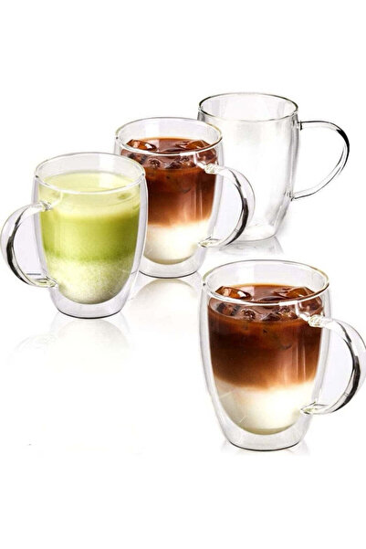 dealshopromania Set de 6 cești de cafea cu pereți dubli din sticlă termorezistentă 350 ml Eleganță și funcționalitate Yo