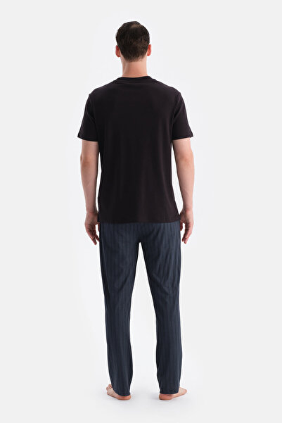 Dagi Navy Blue Cotton Modal Double Knitted Trousers