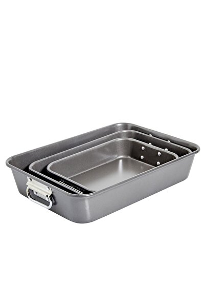 Carrefour Home Set of 3 Carrefour Home oven trays, Grey