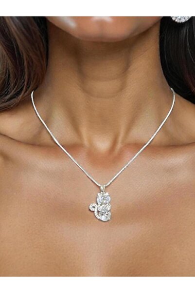 BRZ COLLECTION Kedili Kolye – 40+7 cm Ayarlanabilir – Taş Detaylı Paslanmaz Ç...