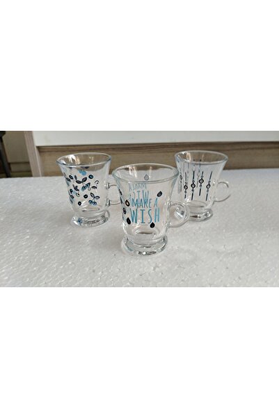 Mask Rak Le Nazar Boncuğu Decorated Tea Cup Set of 3 - 110 Cc