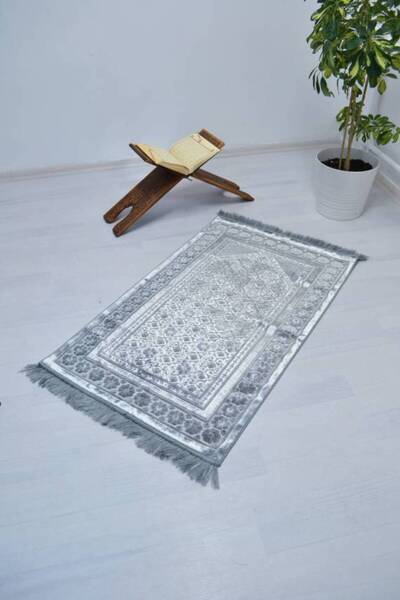 Bilenler Gift Prayer Rug Set – Jacquard Prayer Rug, Cover, Crystal Prayer Beads, Men's Prayer Beads, Skullcap, Set with Essence Box