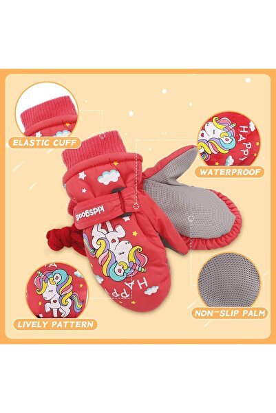 Generic Children's Winter Ski Mittens, Waterproof Fleece-Lined Windproof (Pink, One Size)