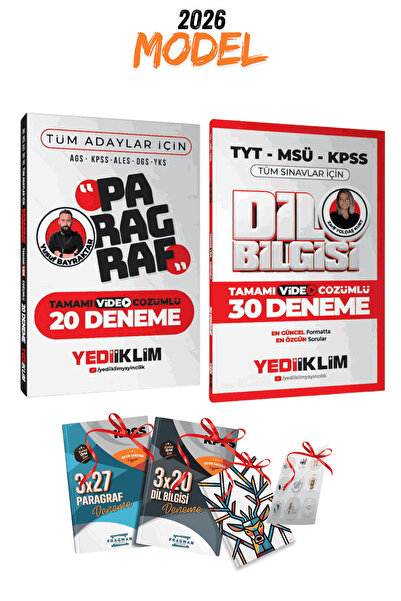 Yediiklim Yayınları 2026 Tüm Sınavlar Paragraf 20 Deneme ve Dil Bilgisi 30 De...