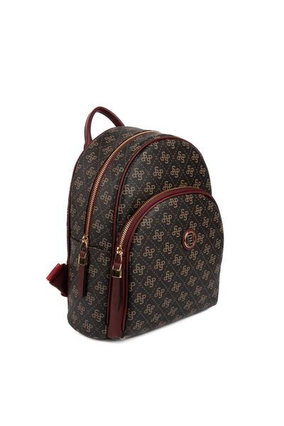 Silver Polo Silver & Polo Sp1062 Women's Backpack Monogram Brown Yellow-Burgundy