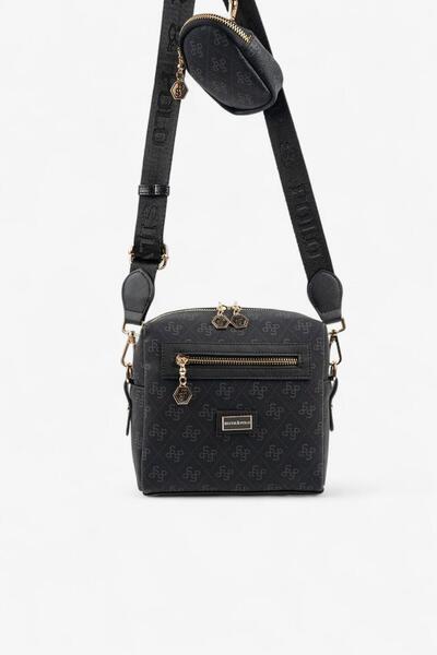 Silver Polo Sp1038 Women's Crossbody Bag Monogram Black