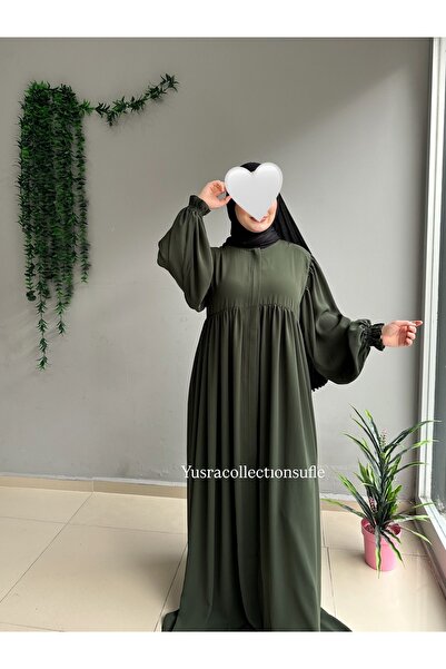 Yüsra Collection Tesettür İnci Ferace Boydan Fermuarlı