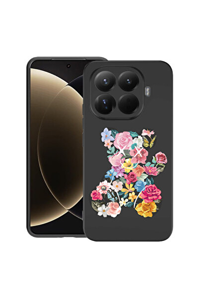 bestcase Husă premium din silicon pentru Xiaomi 15T Pro, cu design ursuleț de pluș în culoarea florilor, 3100018 PB 1550