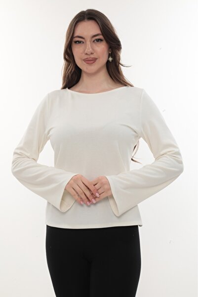 etselements Bluză pentru femei basic guler rotund