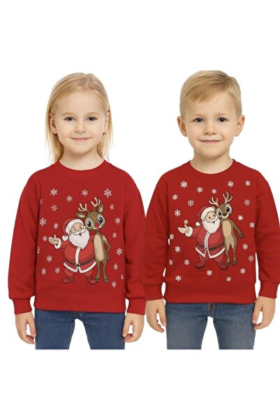 naniland.ro Unisex Christmas Children's Sweatshirt – Santa Claus & Reindeer Pattern