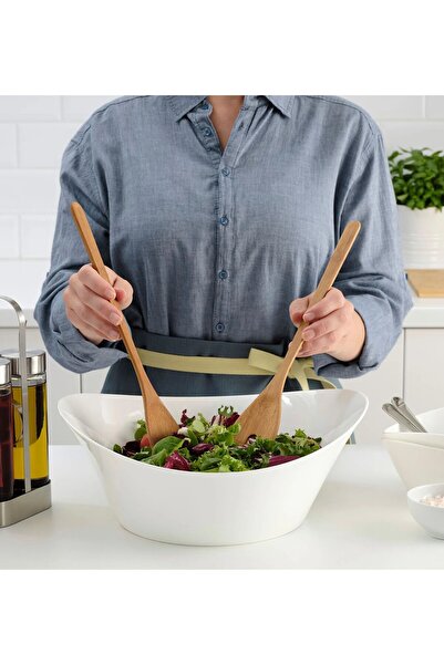 TEZPAZAR Gronsaker 2'li Set Servis Kaşığı Uzunluk 31 Cm Bambu Salata Servisi ...