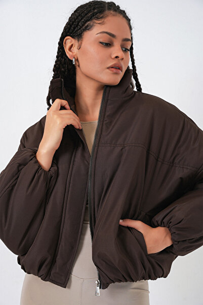 Bigdart Γυναικείο πουπουλένιο μπουφάν oversized Bomber 5124 - Καφέ