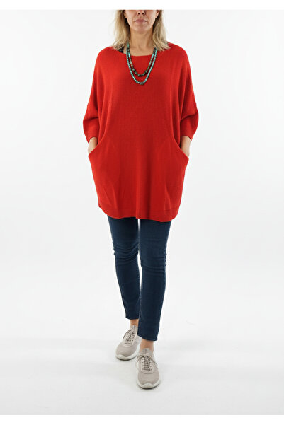 SHOPPEBUTİK Casual Knitwear Tunic Sweater with Pockets Oversized Comfortable Fit Standard Size (38-48)