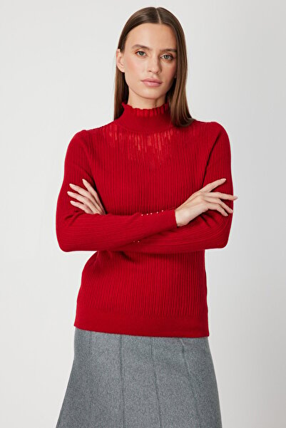 ON TRİKO Tül Detaylı Fitilli Triko Kazak 60341-26k