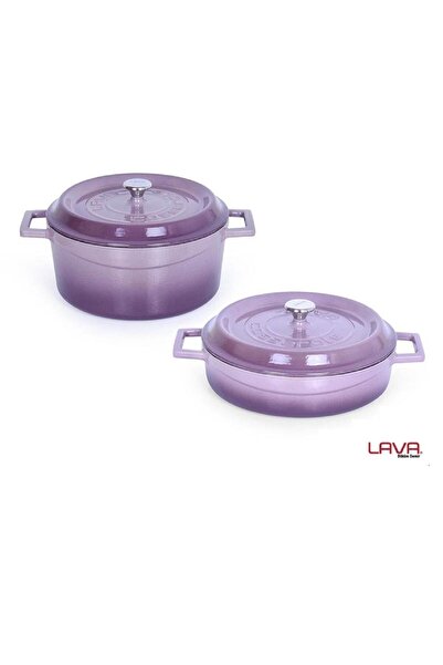 Lava طقم حوض بنفسجي عصري، قطعتين، عمق 24 سم، مسطح 24 سم