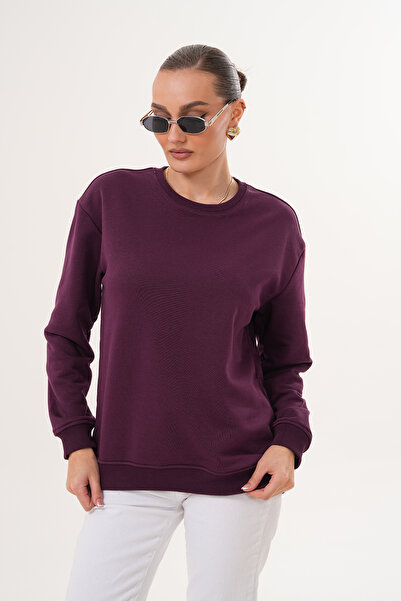Miss Dünya Lissa Mor Unisex Crew Neck 100% Cotton Basic Sweatshirt