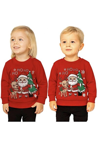 naniland.ro Unisex Christmas Kids Sweatshirt – Santa Claus, Reindeer and Fir Tree “Ho Ho Ho”