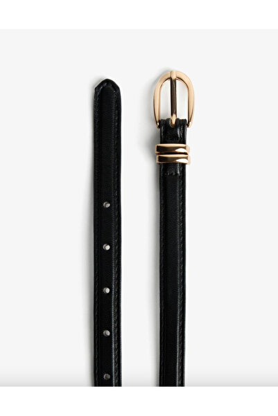 CSR AKSESUAR Elegant Stitched Leather Belt with Gold Buckle