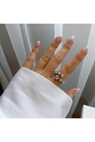 Venus Design Çelik Kristal Kalp Yüzük( Ayarlanabilirdir )