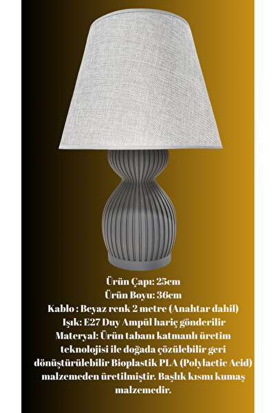 decory Pera Gray Design Body, Gray Fabric Headboard Modern Lampshade E27