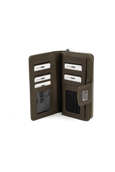 Silver Polo Silver & polo sp928 women's wallet & card holder plain olive