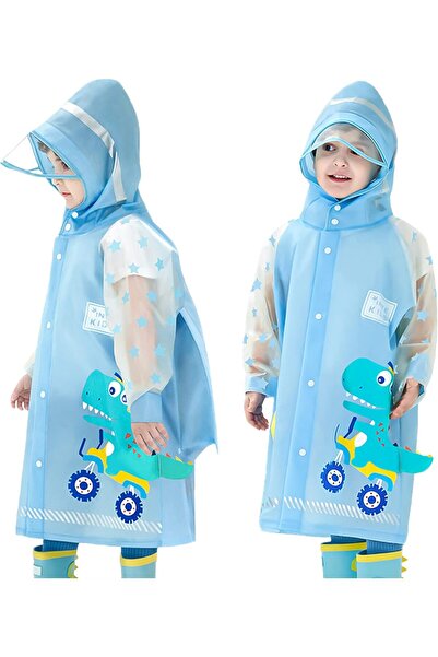 Generic معطف واق من المطر بغطاء رأس للأطفال (ديناصور) مع غطاء حقيبة مدرسية - ...