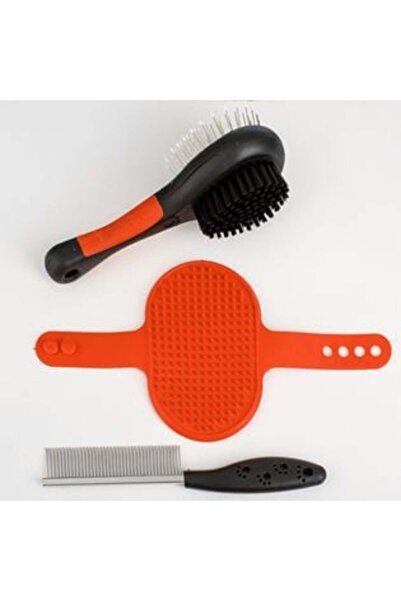 BAMI NETWORK Dog Care Set with Double Brush Comb & Glove - 3 pcs