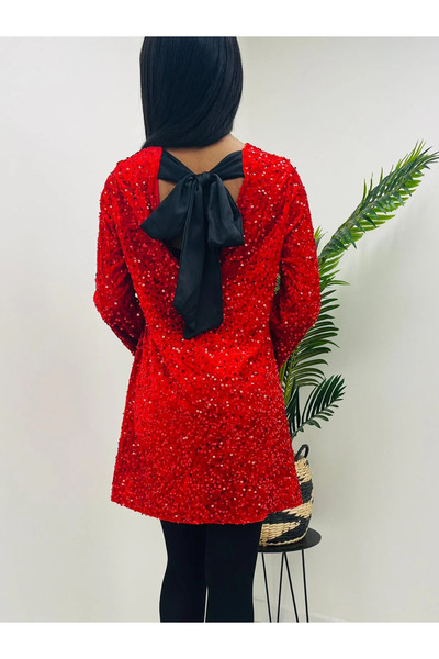 Welike Elegant sequin dress with oversized bow