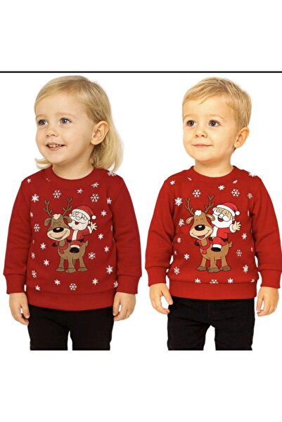 naniland.ro Unisex Christmas Kids Sweatshirt – Santa Claus Riding Reindeer