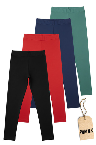 Dolce Destino Çocuk Tayt Seti 4'lü - Her Güne Bir Tayt: 4’lü Pamuklu Tayt Kon...