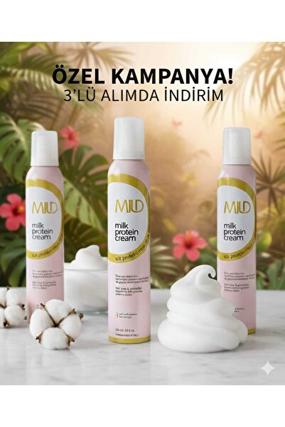 Mild Süt Proteinli Saç Bakım Köpüğü Milk Protein Cream 200ml X 200ml 3LÜ