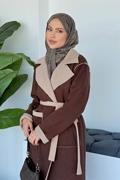 Şulemoda Giyim Fenomen Suede Coat Brown
