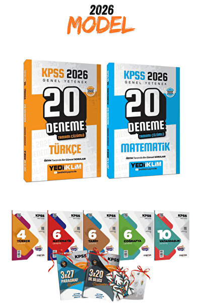 Yediiklim Yayınları 2026 KPSS GYGK Türkçe Matematik 40 Deneme ve 7li Branş De...