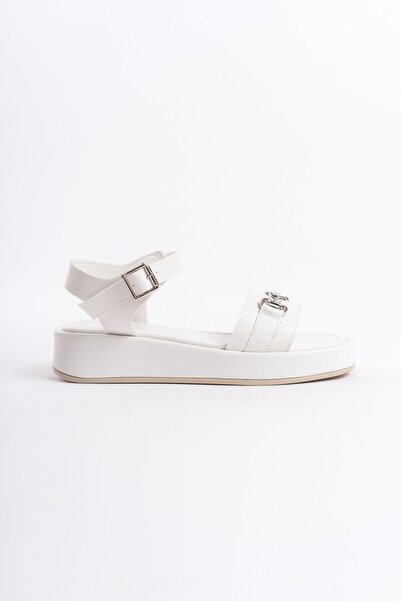 Redoxy Women's Special Design Ankle Strap Thick Sole Metal Buckle Detailed Single Strap Sandals