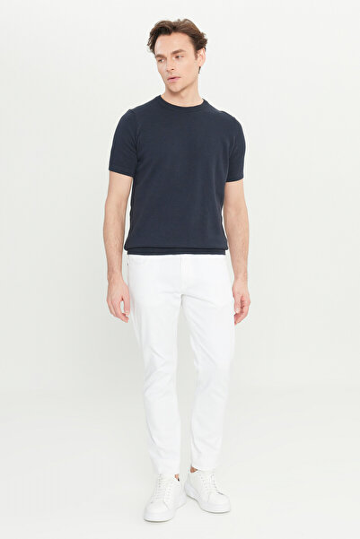 ALTINYILDIZ CLASSICS Men's Navy Blue 100% Cotton Standard Fit Regular Cut Crew Neck Knit T-Shirt