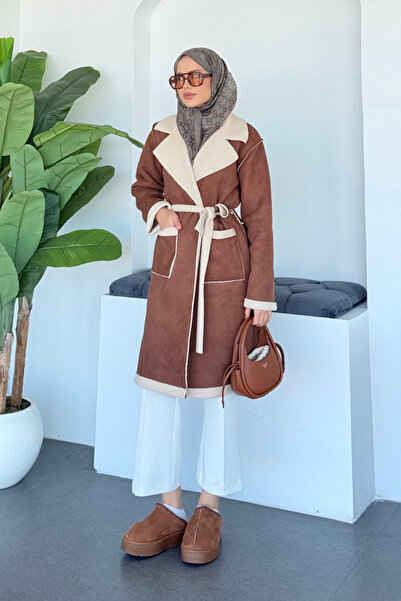 Şulemoda Giyim Fenomen Suede Coat Brown