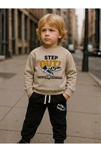 Zekids Boy's Cotton Step Out Printed Tracksuit Set