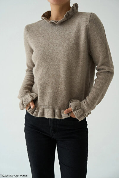 cemo Ruffle Detailed Viscose Knitwear Sweater