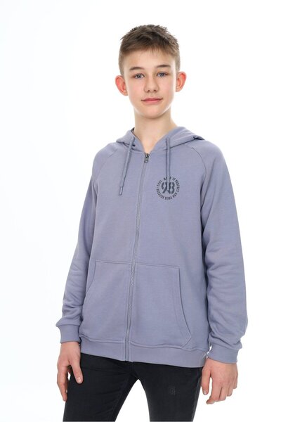 Toontoy Boys' Hooded Zippered Pockets Low Shoulder Printed Raglan Sleeve Knit...