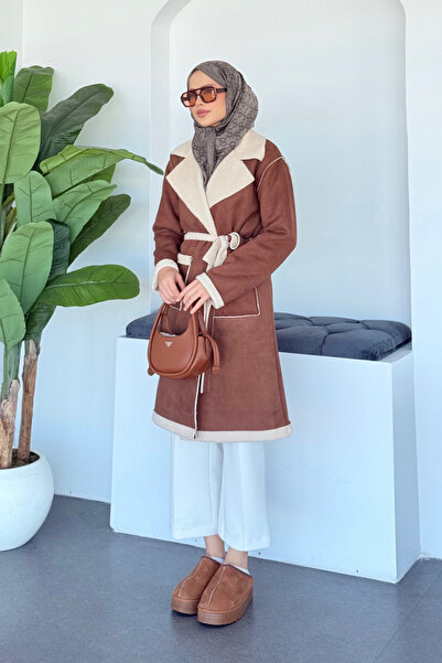 Şulemoda Giyim Fenomen Suede Coat Brown