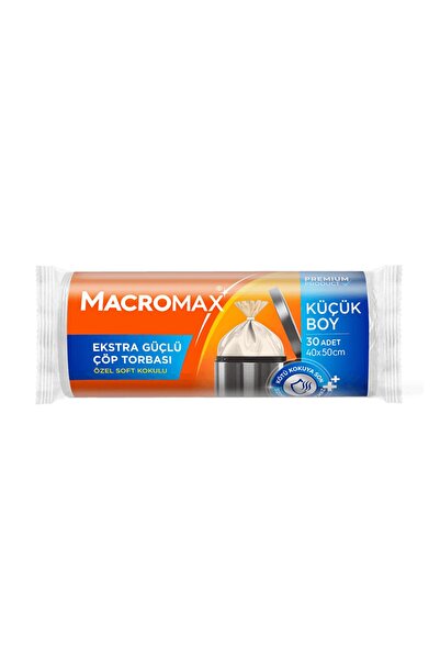 MACROMAX - ÇÖP POŞETİ TORBASI EKSTRA GÜÇLÜ KOKULU PREMİUM KÜÇÜK BOY 40X50 BEYAZ 30 YAPRAK 1 RULO