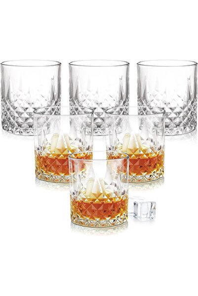 TREO by Milton Cairn 340 Whiskey Glass Tumbler, Set of 6, 350 ml Each, Transp...