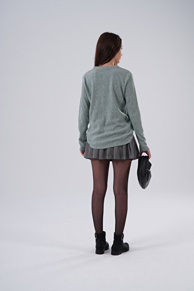 HOFY 1246 Μεγάλο μέγεθος Μαλακό πλεκτό πουκάμισο με λαιμόκοψη σε σχήμα V