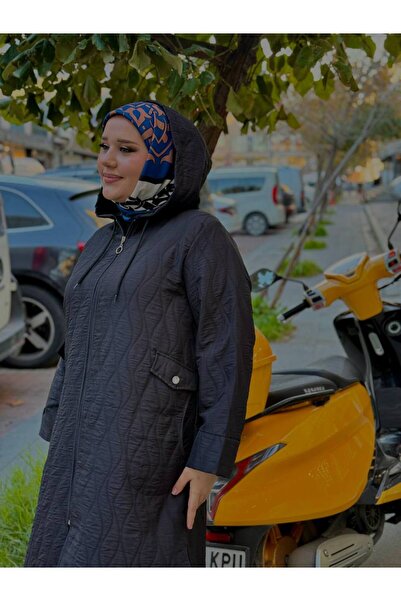 İLGEN TEKSTİL Hooded Pocket Button Detailed Lightweight Quilted Coat