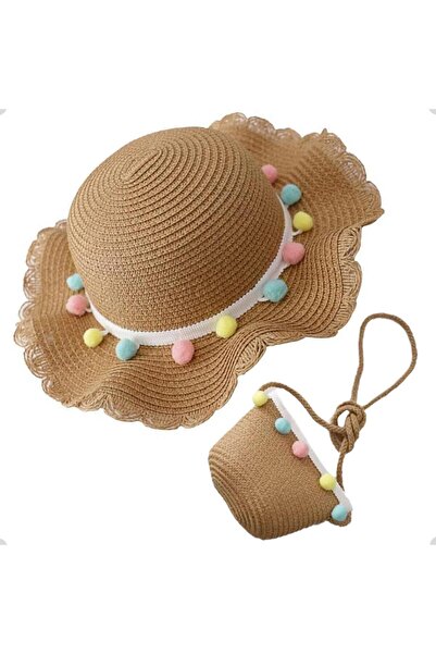 Generic Girls' Wide-Brim Straw Sun Hat with Matching Woven Beach Shoulder Bag...